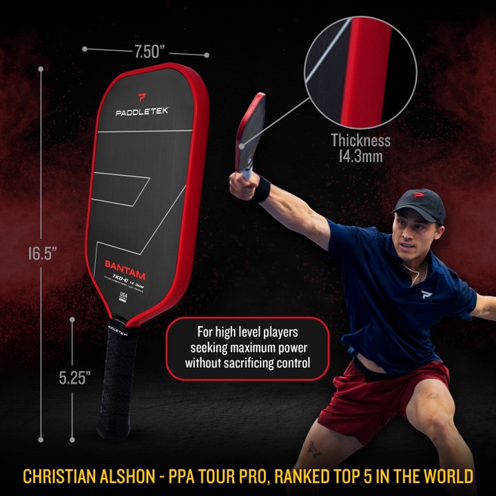 패들택 밴탐 TKO-C 14.3mm 피클볼 패들 (Paddletek Bantam TKO-C 14.3 PICKLEBALL PADDLE)