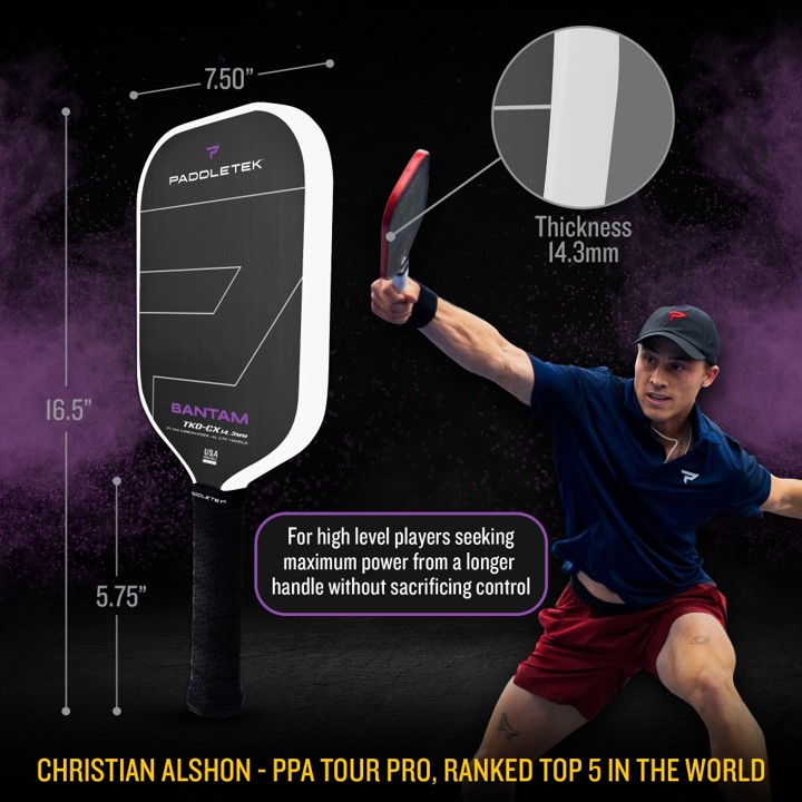 패들택 밴탐 TKO-CX 14.3mm 피클볼 패들 (Paddletek Bantam TKO-C 14.3 PICKLEBALL PADDLE)